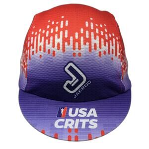 Jakroo 5 Panel Cap Purple Red L/XL USA Crits Cycling Hat Flip Up Brim Polyester